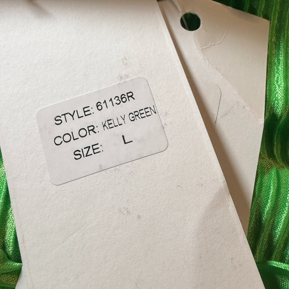 New 📌Blue B Accordion Pleated Kelly Green Long Sleeves Elastic Waist Romper - Picture 16 of 16